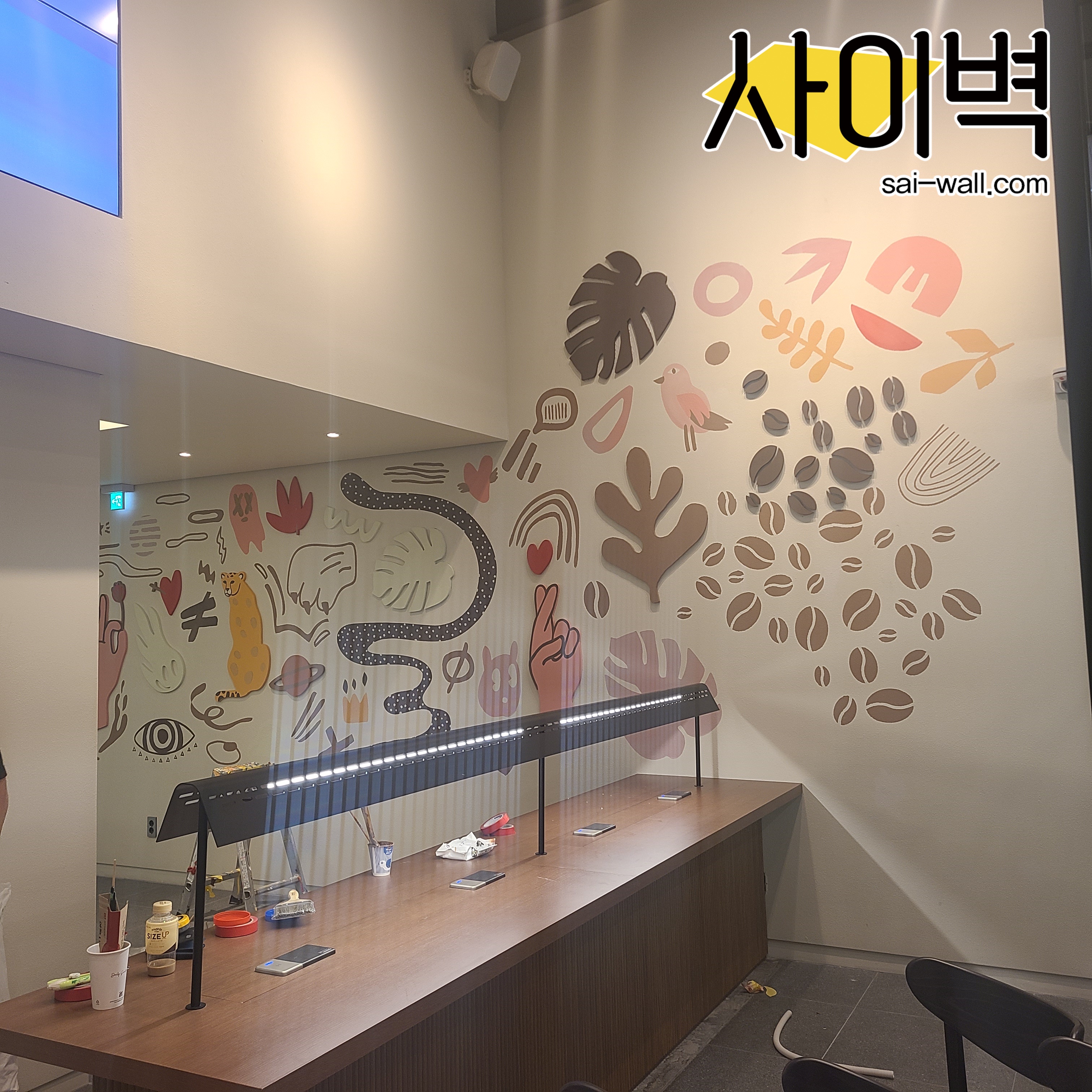 달콤커피 광주쌍령점 벽화 시공 사진 18